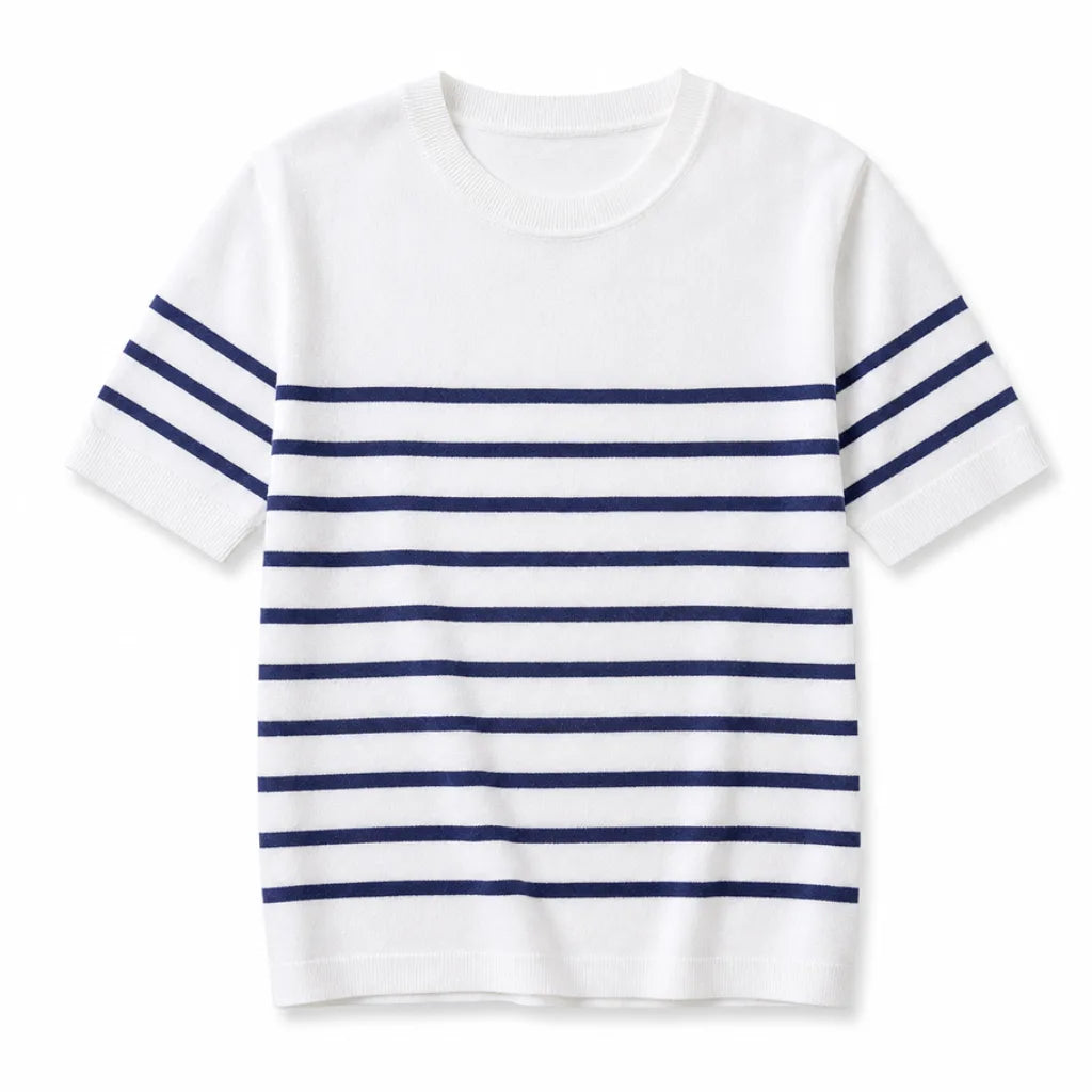 Gwen Striped Knit Tee - Color:Blue;Size:XS