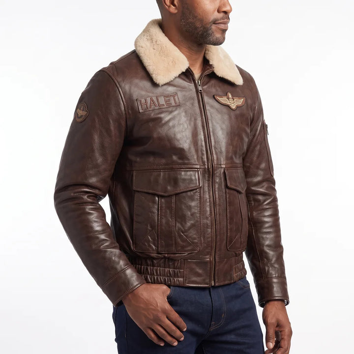 Men's Brown Cornwall Leather Flight Jacket