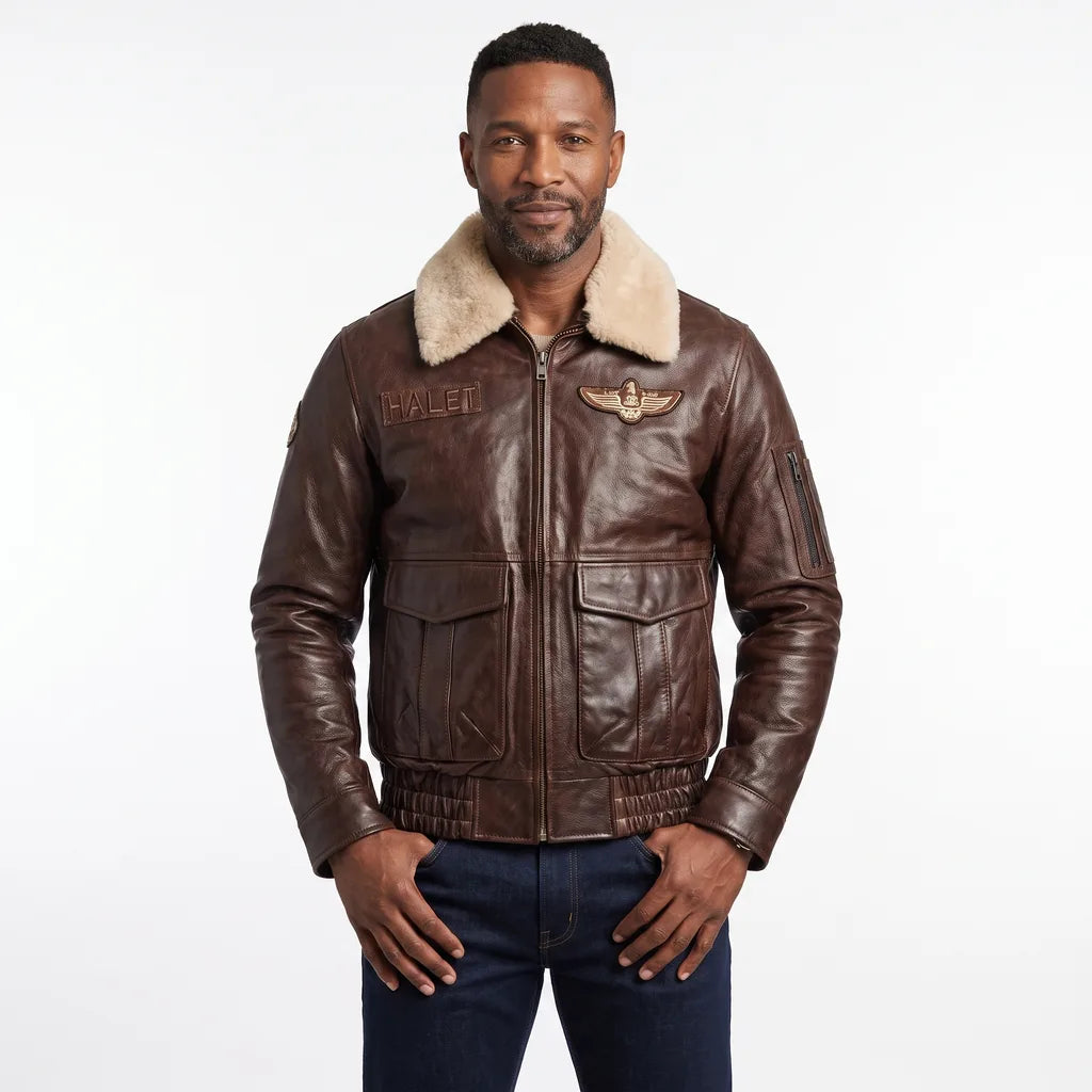 Men's Halet Leather Aviator Jacket