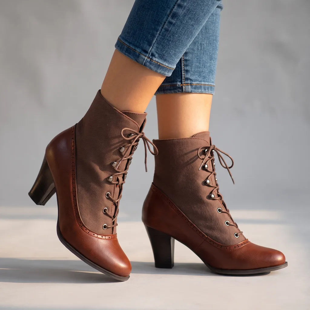 Haley Heeled Boots - Color:Brown;Size:35