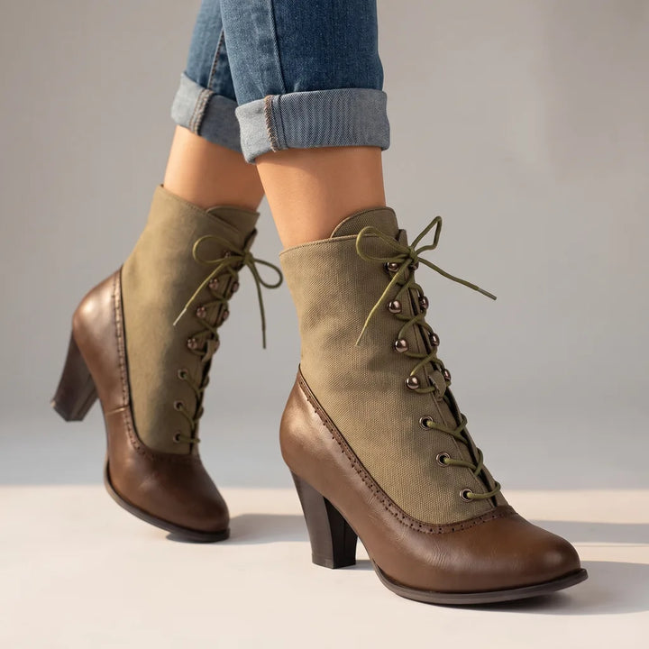 Haley Heeled Boots - Color:Green;Size:35