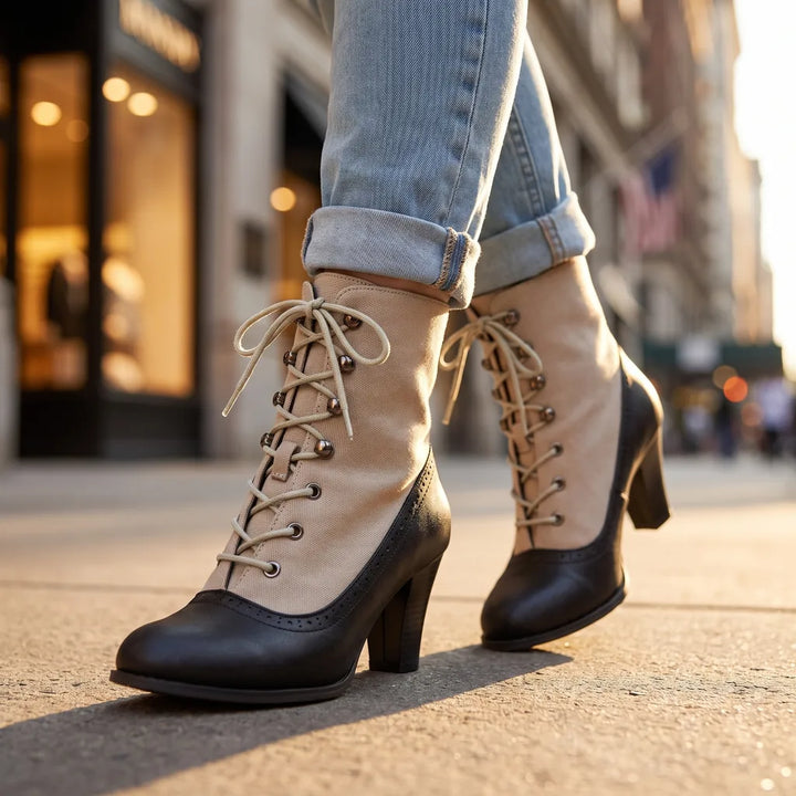 Women's Black Hartwell Heeled Lace Up Boots