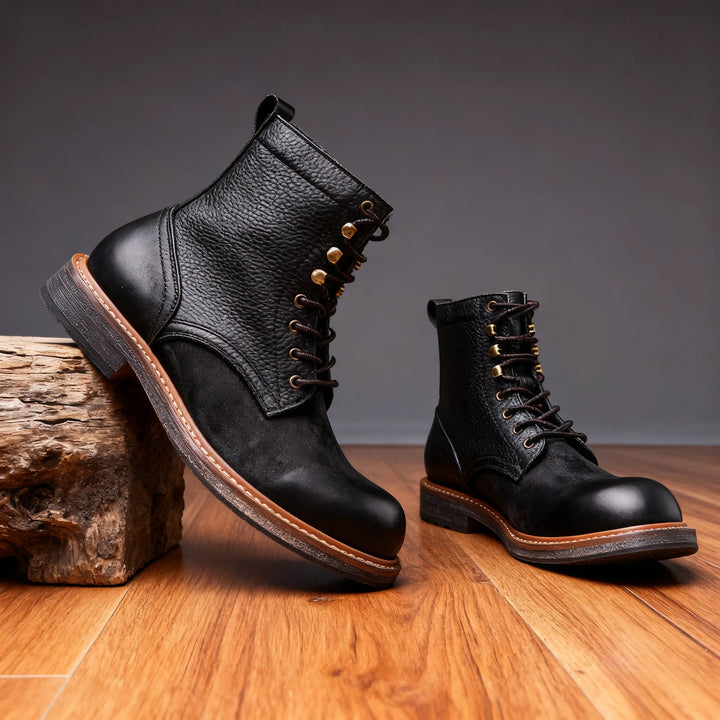 Halvard | Men's Lace-Up Ankle Boots - Color:Black;Size:38