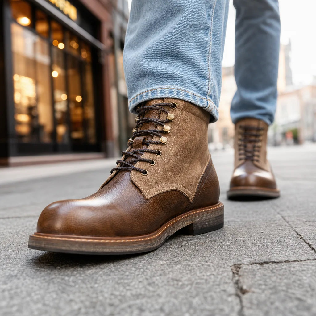Men's Brown Cooke Distressed Leather Boots