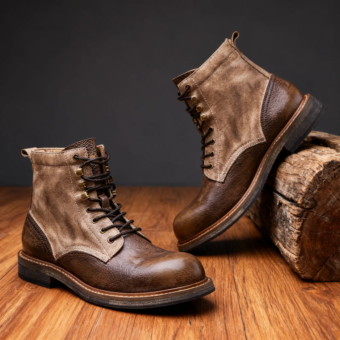 Halvard | Men's Lace-Up Ankle Boots - Color:Brown;Size:38
