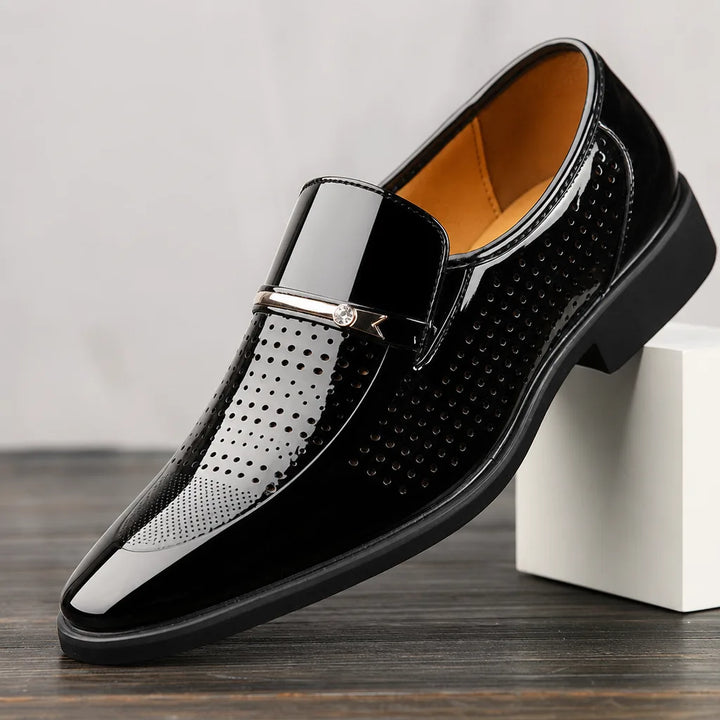 Men's Black Hargrove Perforated Slip On Sandals