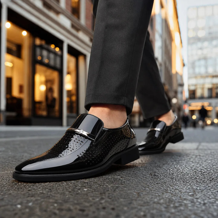Men's Black Hargrove Perforated Slip On Sandals