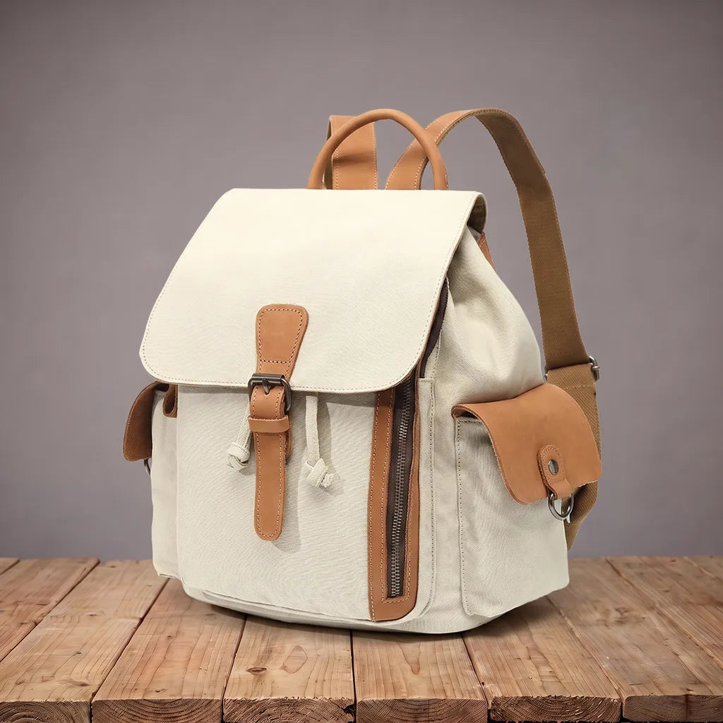 Men's Beige Vivienne Canvas Mini Backpack
