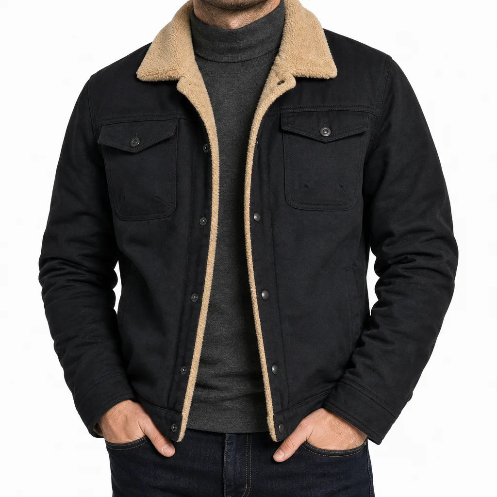 Harlan | Warm Stylish Fall Bomber Jacket - Color:Black;Size:XS