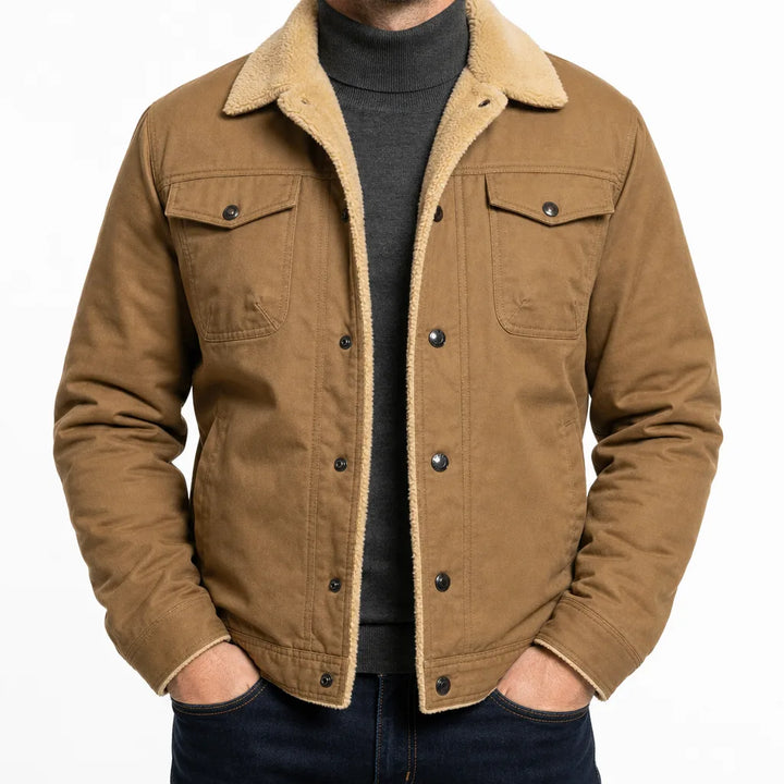 Harlan | Warm Stylish Fall Bomber Jacket - Color:Brown;Size:XS