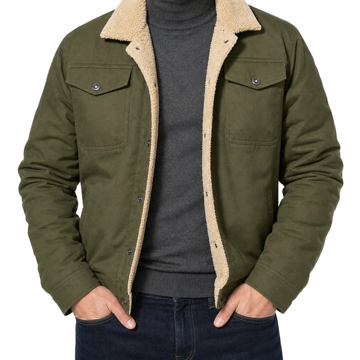 Harlan | Warm Stylish Fall Bomber Jacket - Color:Green;Size:XS