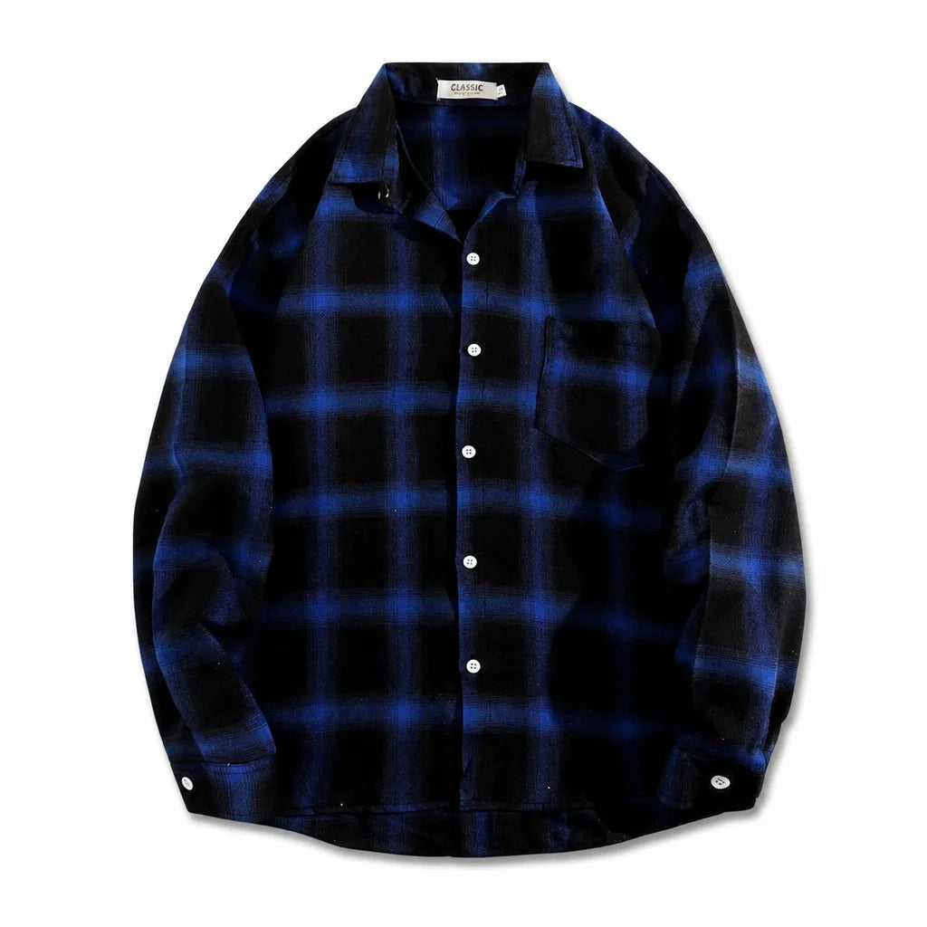 Harlow Plaid Flannel Shirt - Color:Blue;Size:S