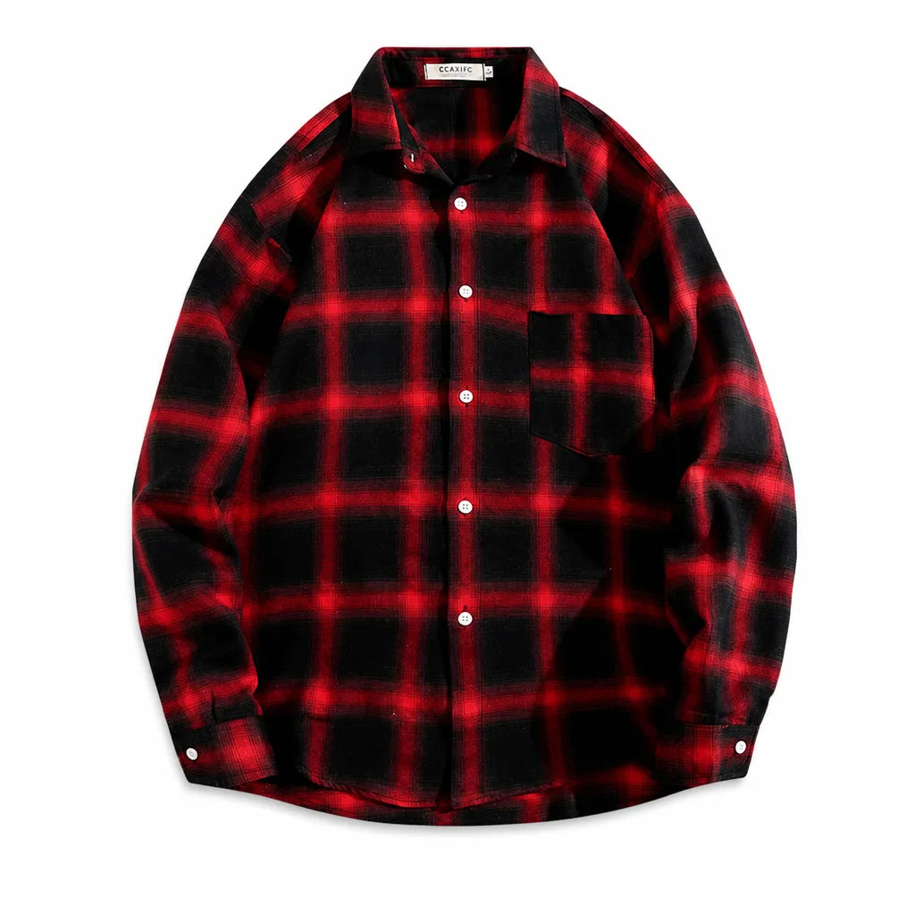 Harlow Plaid Flannel Shirt - Color:Red;Size:S
