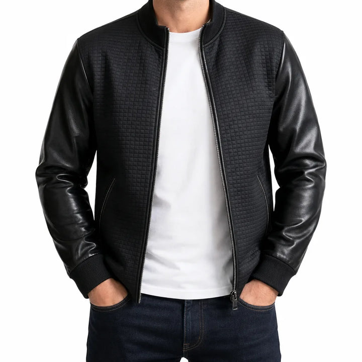 Harper | Men's Color-Block Bomber Jacket - Color:Black;Size:XS