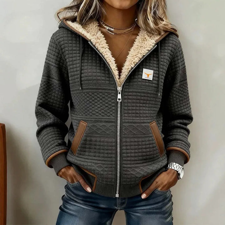Harrie | Women's Quilted Teddy Jacket - Color:Gray;Size:XS