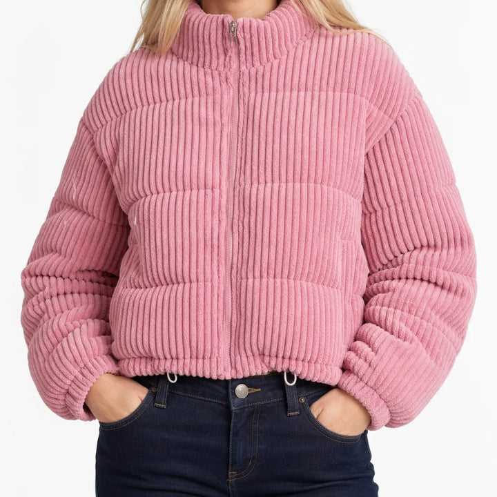 Harriet |  Stylish Quilted Jacket - Color:Pink;Size:XS