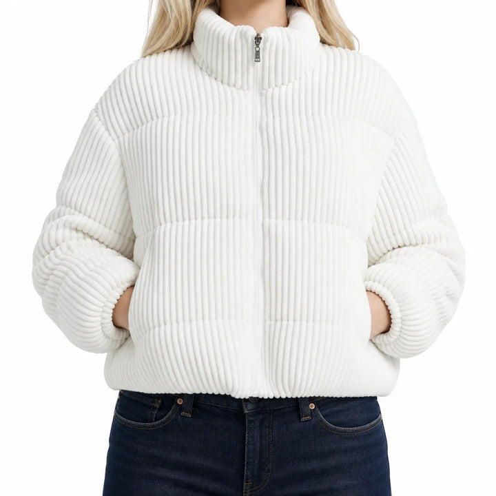 Harriet |  Stylish Quilted Jacket - Color:White;Size:XS