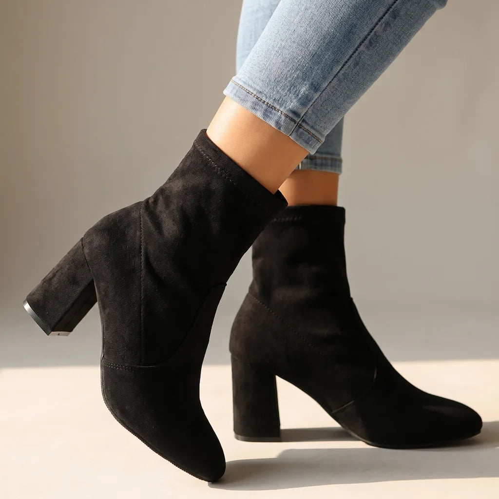 Harriet | Womens Fall Block Heel Boots - Color:Black;Size:35