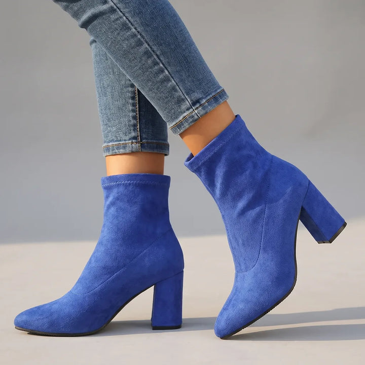 Harriet | Womens Fall Block Heel Boots - Color:Blue;Size:35