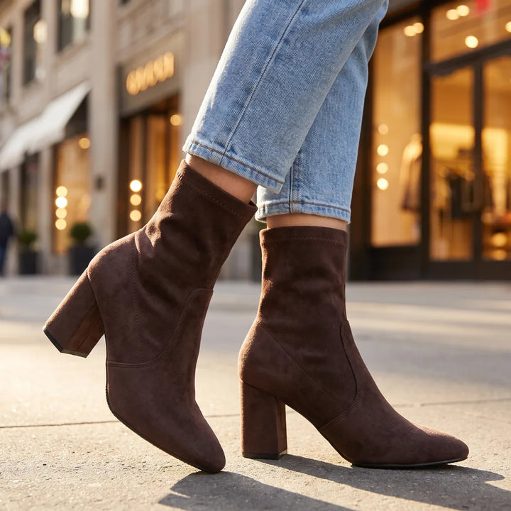 Harriet | Womens Fall Block Heel Boots - Color:Brown;Size:35
