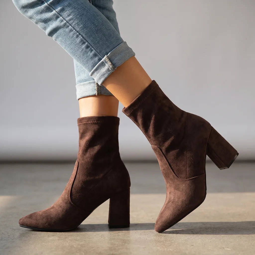 Women's Brown Henderson Block Heel Chelsea Boots
