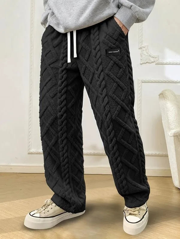 Harrison | Men's Cable Knit Sweatpants - Color:Black;Size:XXS