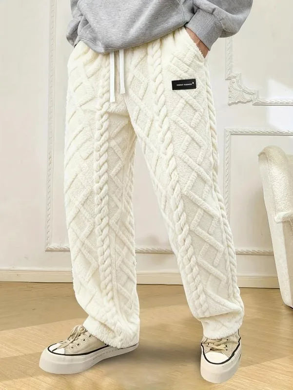 Harrison | Men's Cable Knit Sweatpants - Color:Off-White;Size:XXS