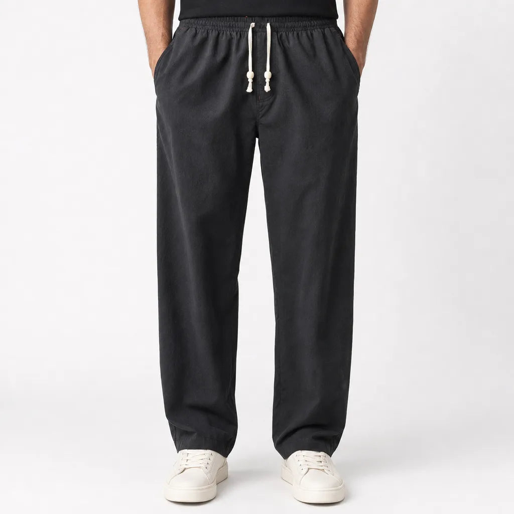 Haruki | Mens Loose Fit Baggy Pants - Color:Black;Size:S
