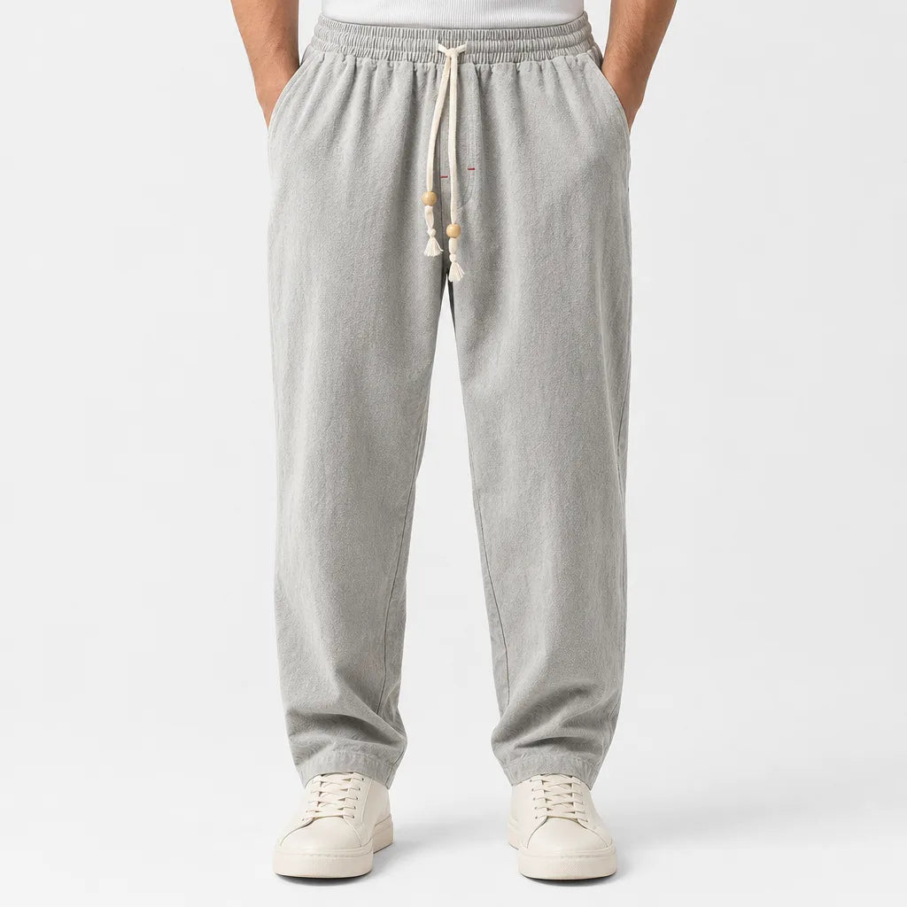 Haruki | Mens Loose Fit Baggy Pants - Color:Gray;Size:S