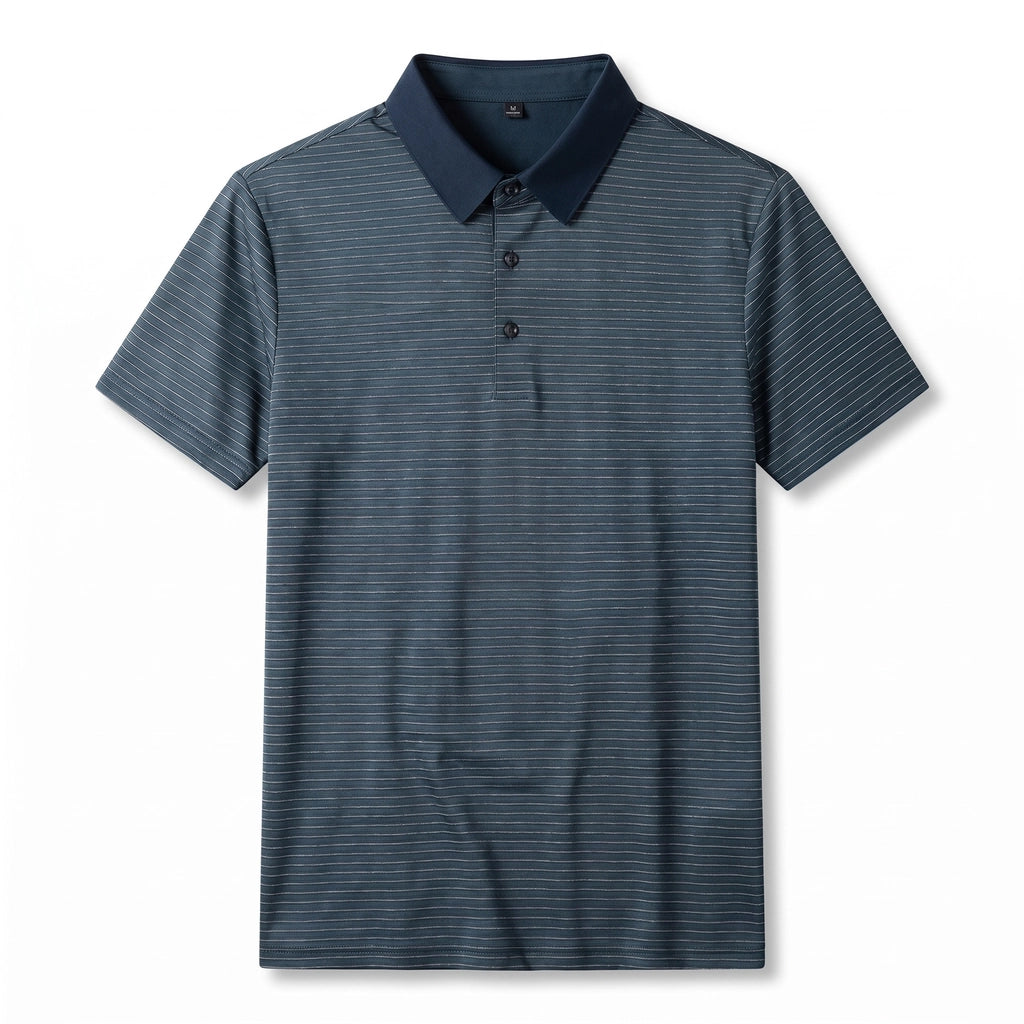 Leon Striped Polo Shirt - Color:Haze Blue;Size:S