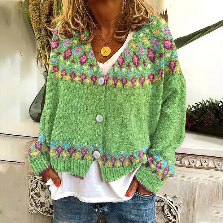 Heath | Women's Nordic Warm Cardigan - Size:XS;Color:Green