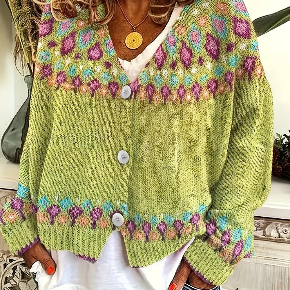 Heath | Women's Nordic Warm Cardigan - Size:XS;Color:Greenish Yellow