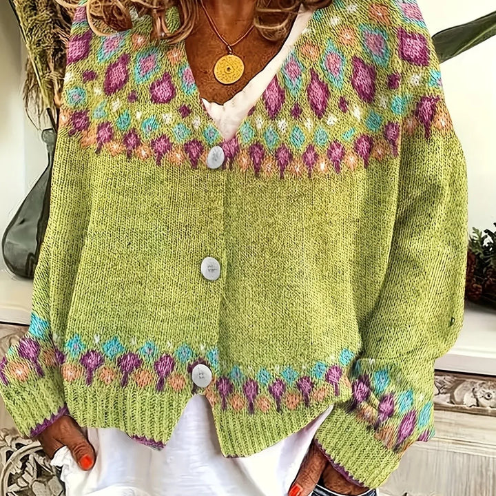 Heath | Women's Nordic Warm Cardigan - Size:XS;Color:Greenish Yellow