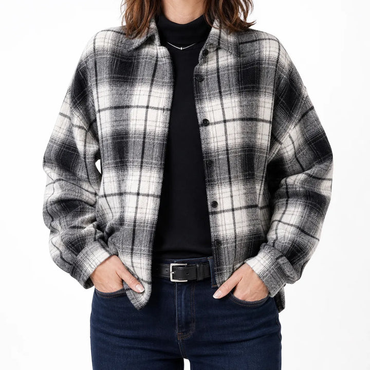Helena Flannel Shirt - Color:Black;Size:XS