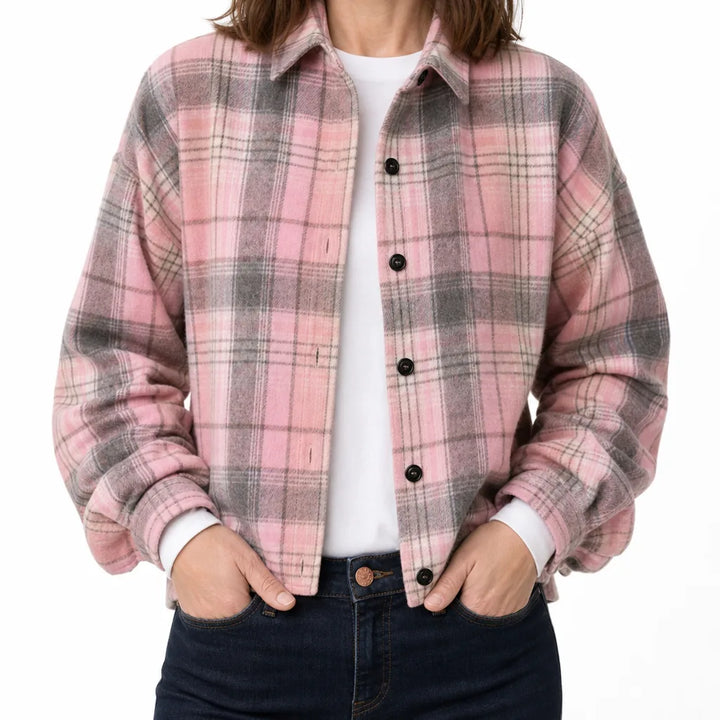 Helena Flannel Shirt - Color:Pink;Size:XS