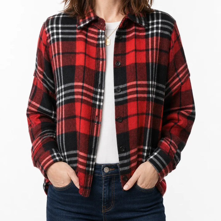 Helena Flannel Shirt - Color:Red;Size:XS