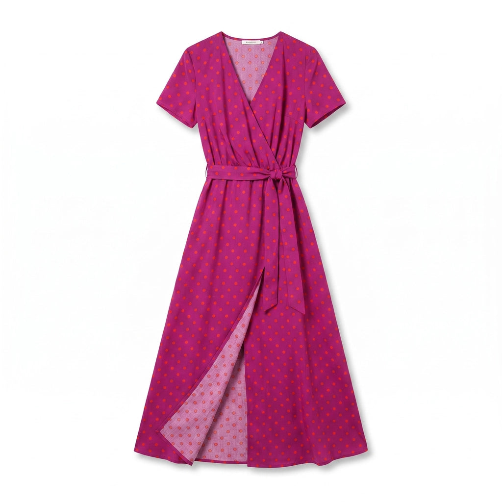 Helena Floral Dress - Color:Red Polka Dot;Size:XS