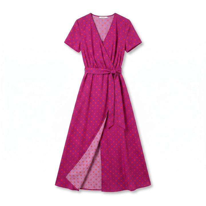 Helena Floral Dress - Color:Red Polka Dot;Size:XS