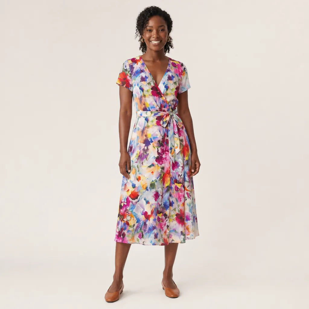 Helena Floral Dress - Color:Multicolored;Size:XS