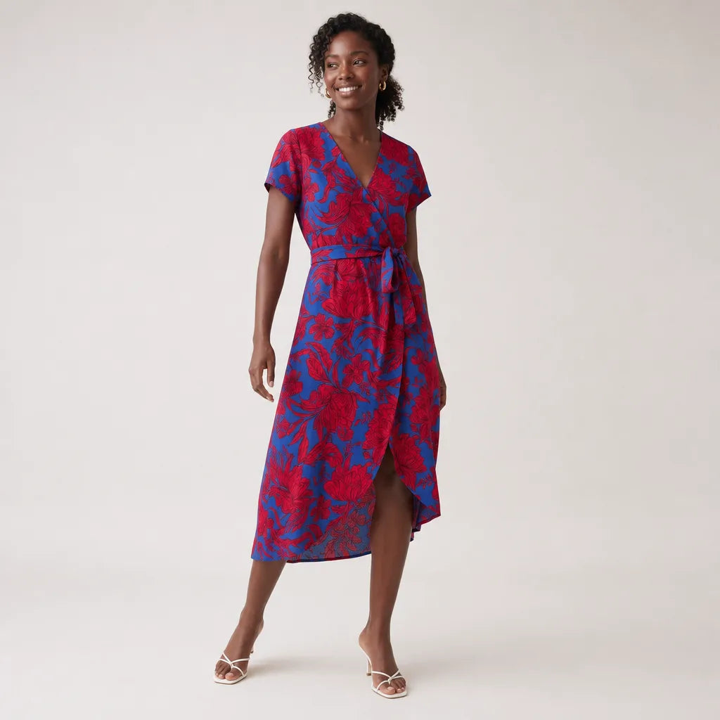 Helena Floral Dress - Color:Red;Size:XS