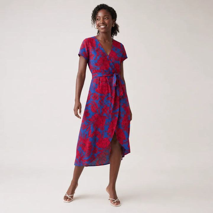 Helena Floral Dress - Color:Red;Size:XS