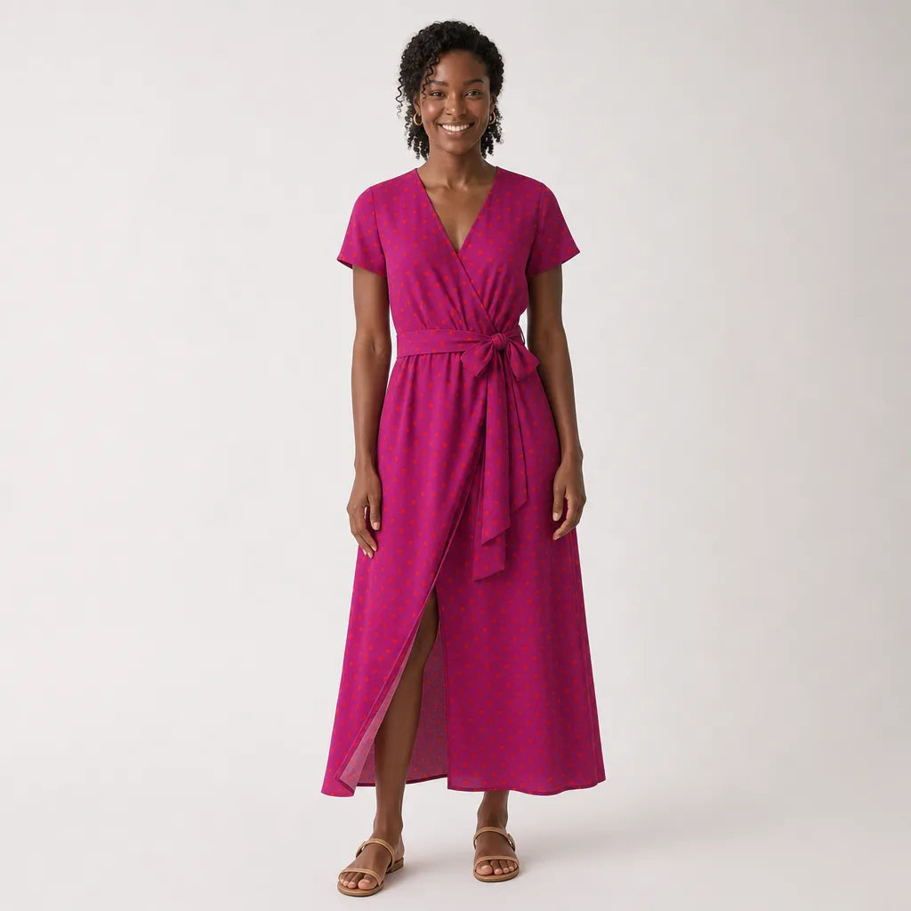 Helena Floral Dress - Color:Red Polka Dot;Size:XS