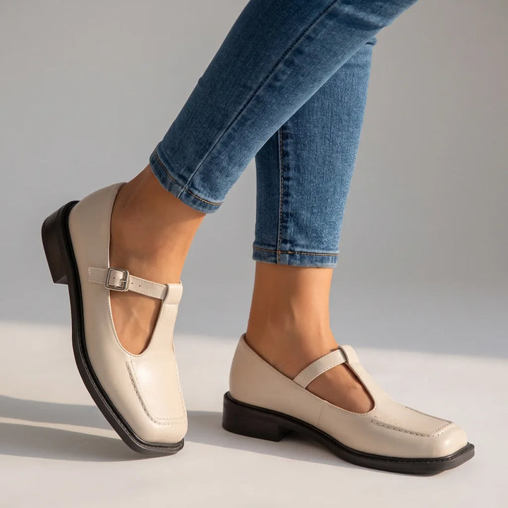 Henrietta | Women's Orthopedic Mary Jane Flats  - Size:35;Color:Beige