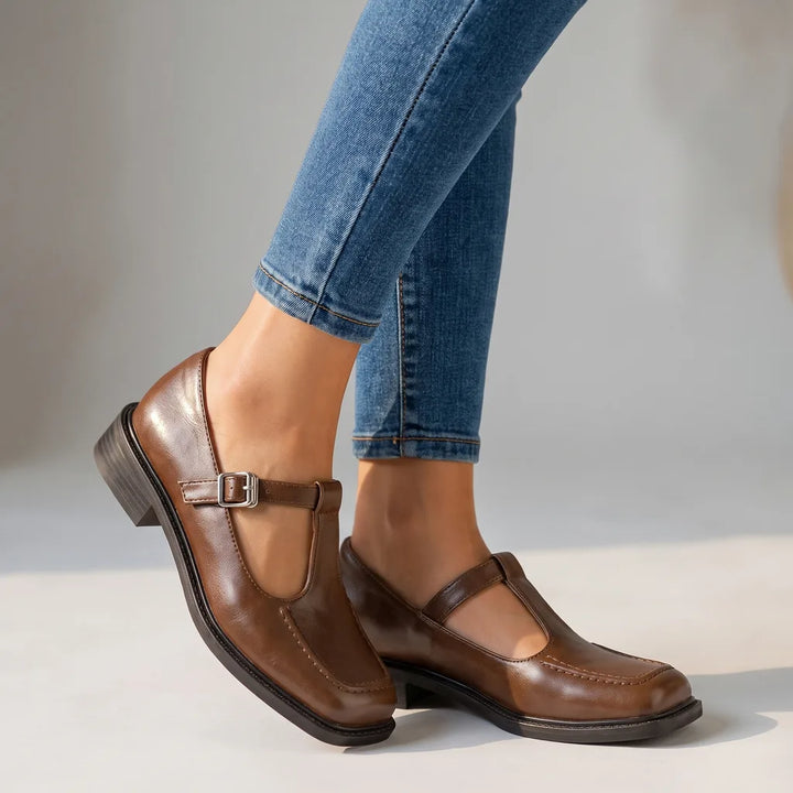 Henrietta | Women's Orthopedic Mary Jane Flats  - Size:35;Color:Brown
