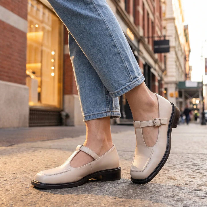 Women's Color:33;Size:Beige Otto Low-Heel Mary Janes