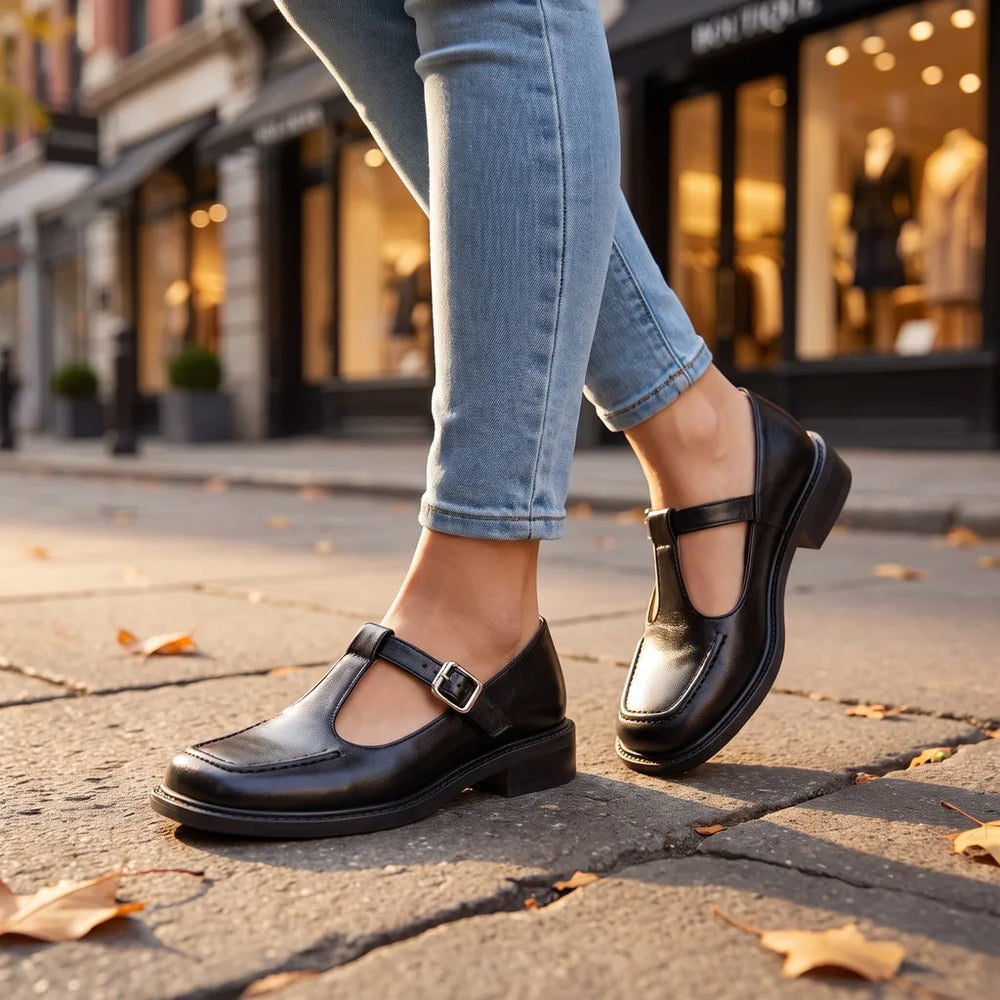 Women's Color:40;Size:Black Otto Low-Heel Mary Janes