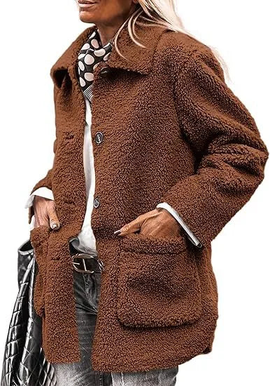 Henrietta | Women's Teddy Plush Winter Coat  - Size:XS;Color:Brown