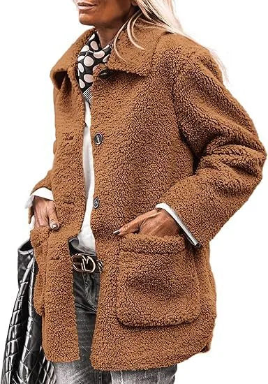 Henrietta | Women's Teddy Plush Winter Coat  - Size:XS;Color:Light Brown