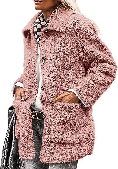Henrietta | Women's Teddy Plush Winter Coat  - Size:XS;Color:Lotus