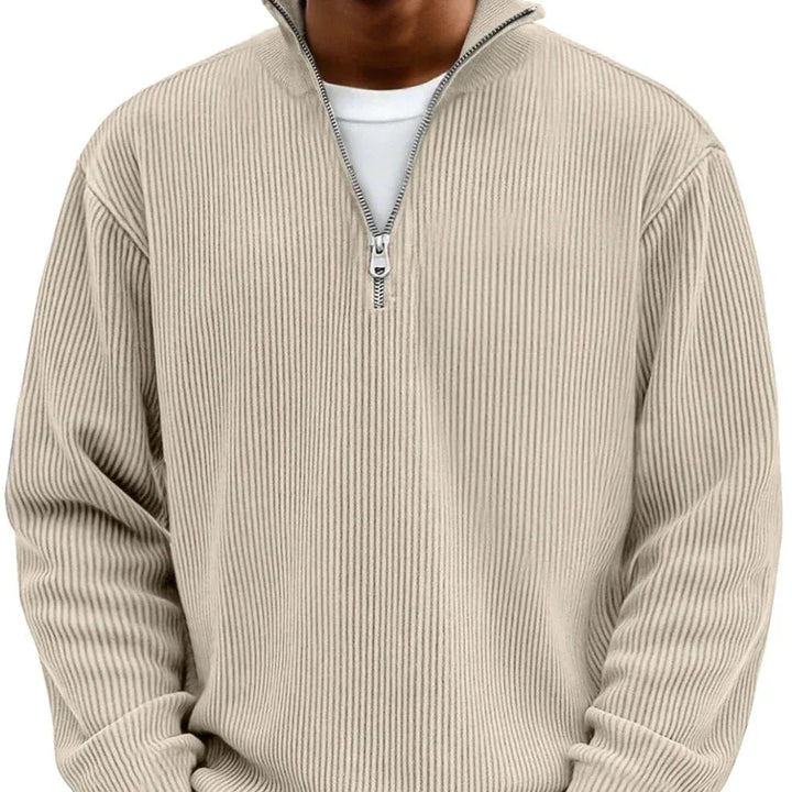 Hobart | Men's Quarter-Zip Sweater - Color:Khaki;Size:XS